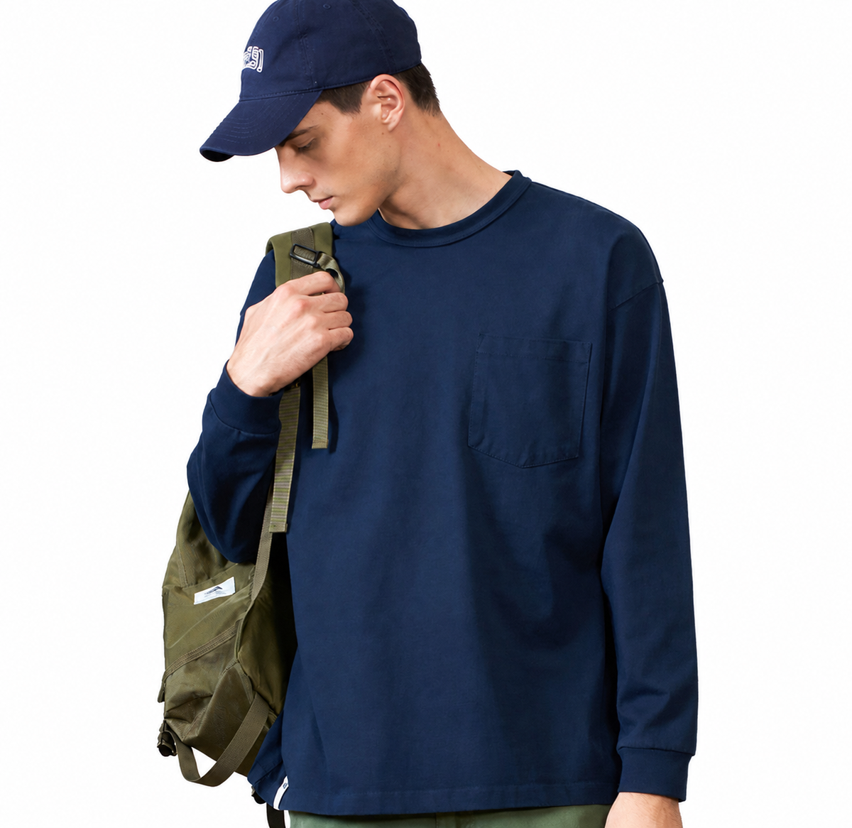 Rylan Oversized Crew Neck Long Sleeve Pocket Tee