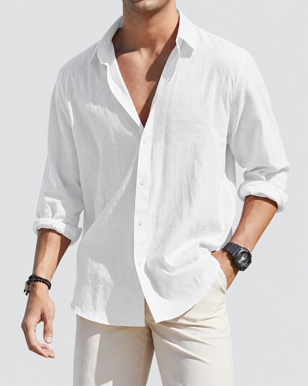 Ferrando Classic Collar Linen Shirt