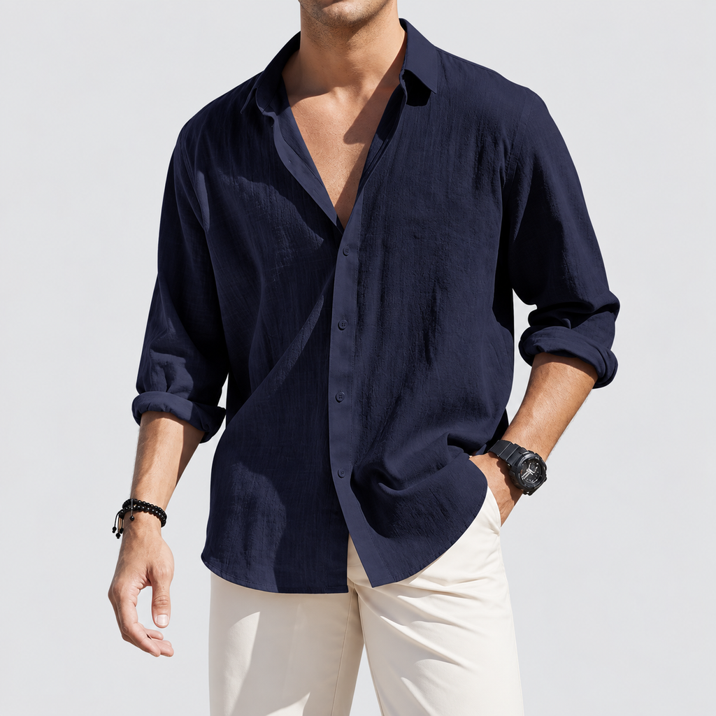 Ferrando Classic Collar Linen Shirt