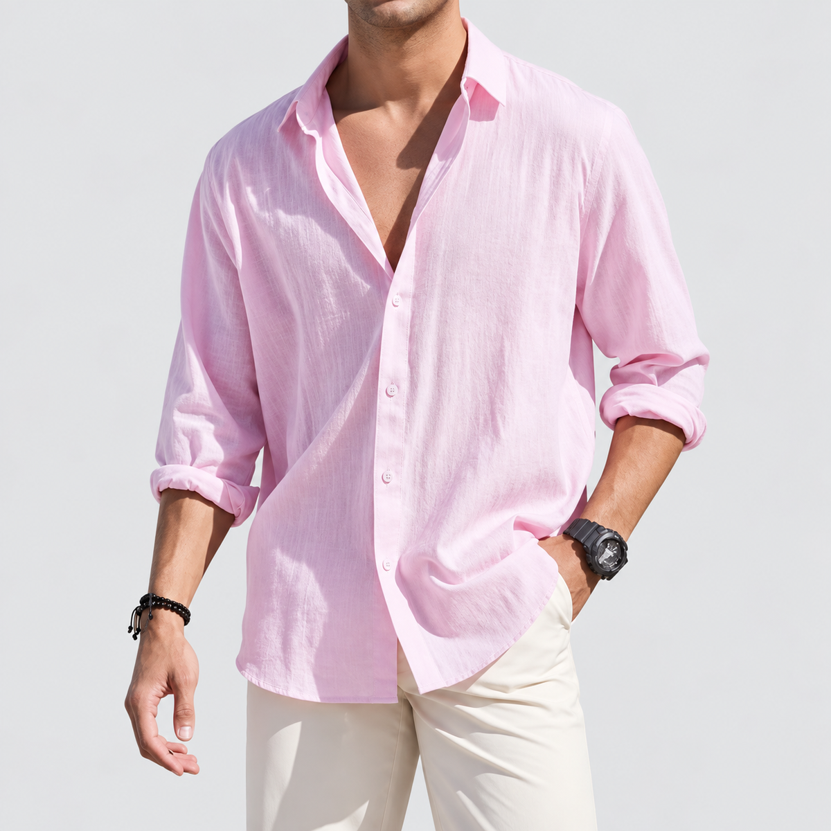 Ferrando Classic Collar Linen Shirt