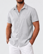 Caslen Textured Linen-Look Short Sleeve Shirt