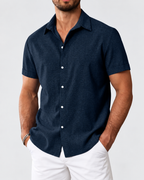 Caslen Textured Linen-Look Short Sleeve Shirt