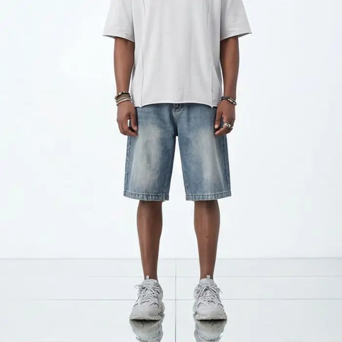 Draven Straight-Leg Faded Denim Shorts