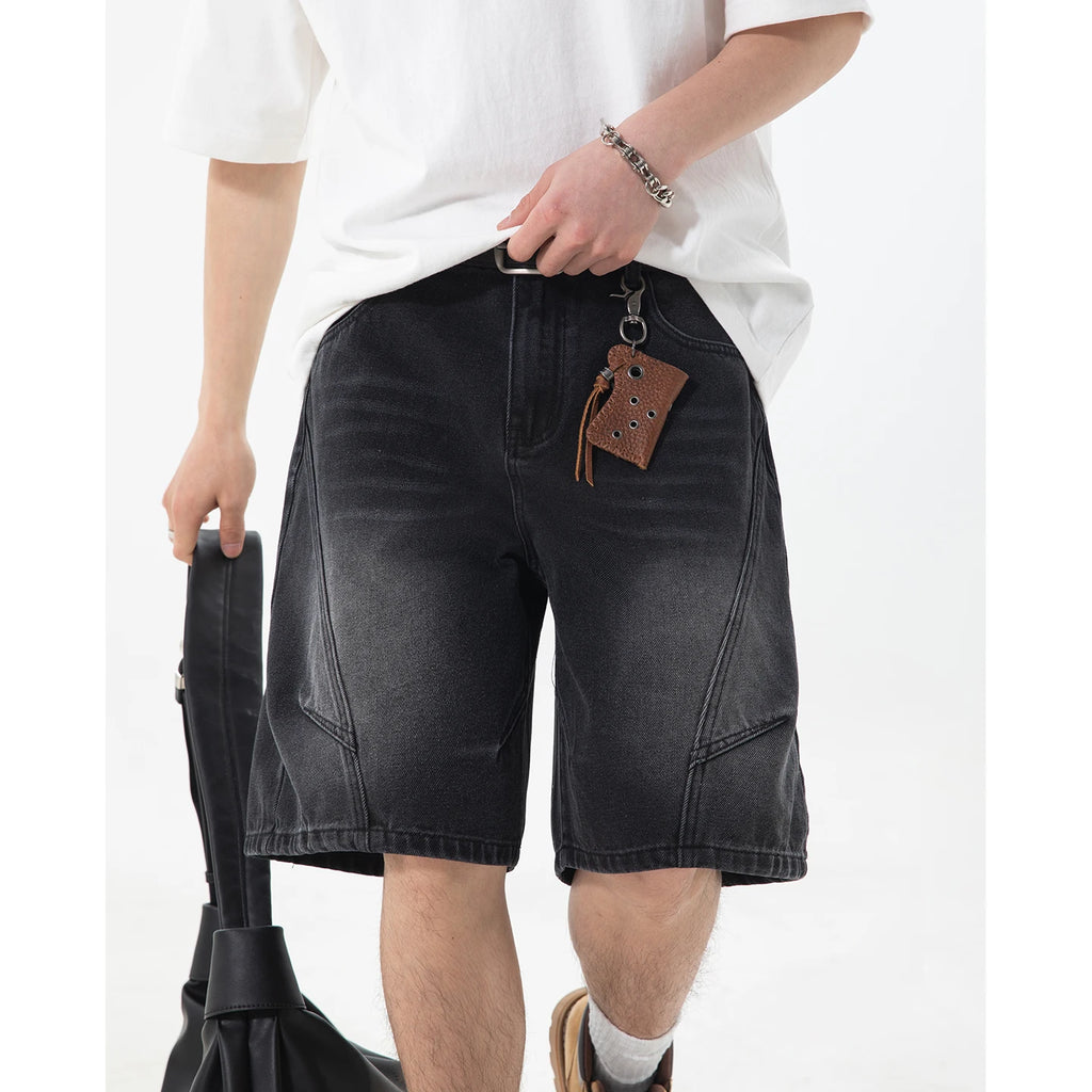 Kaelo Wide-Leg Distressed Denim Shorts
