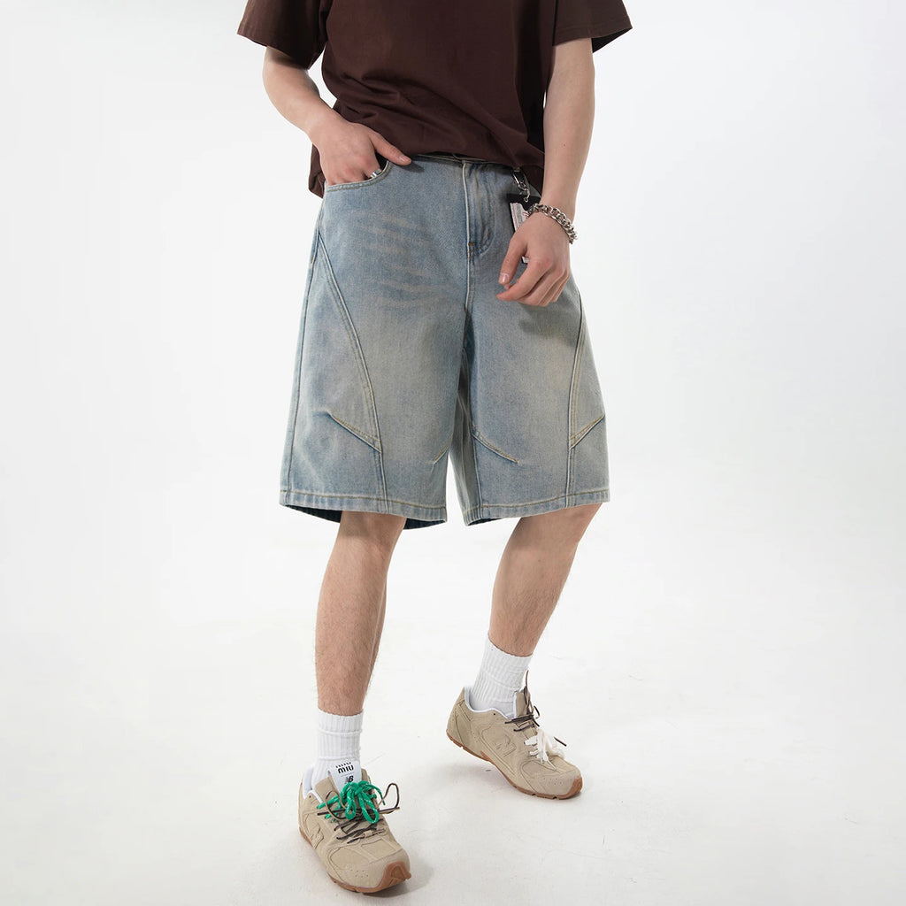 Kaelo Wide-Leg Distressed Denim Shorts