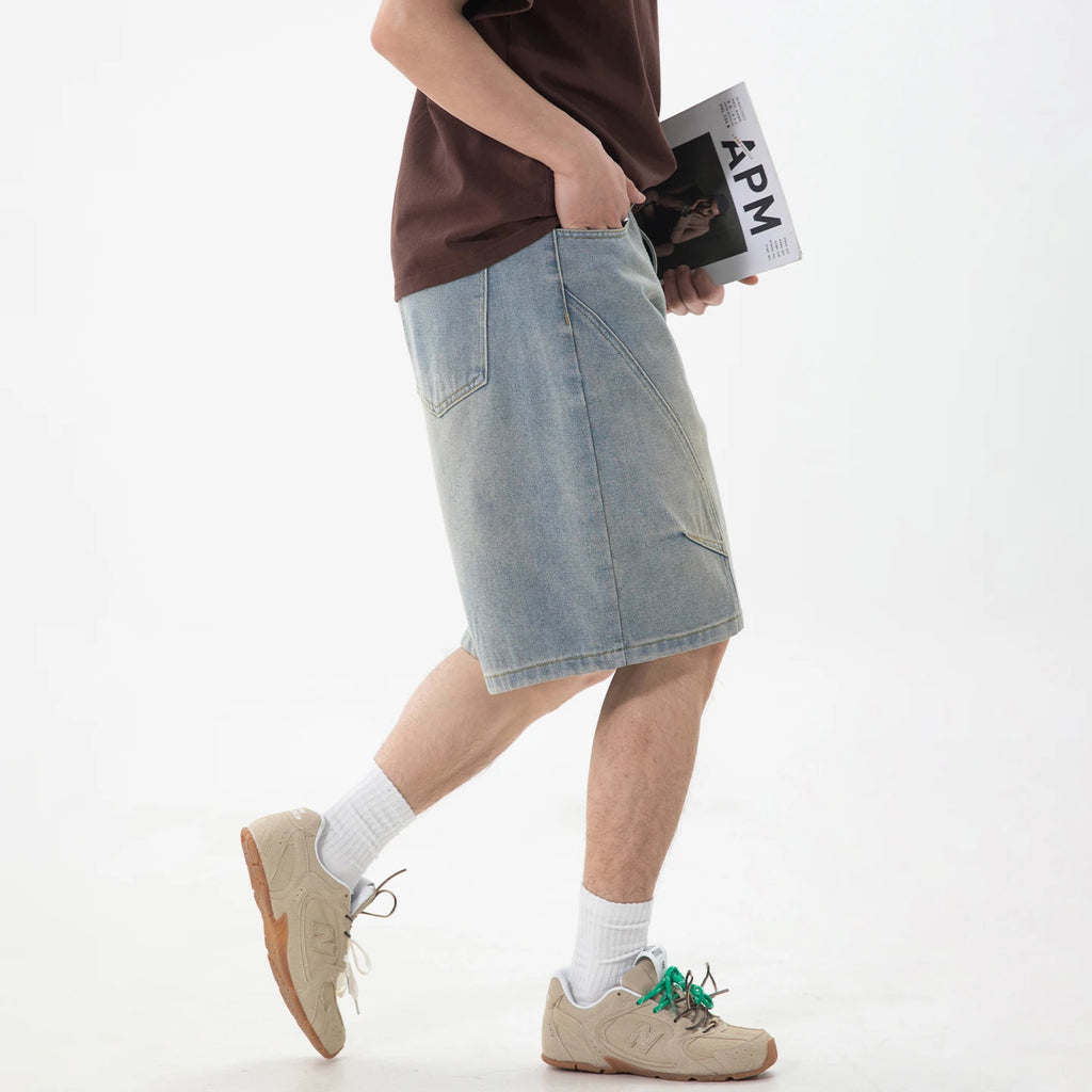 Kaelo Wide-Leg Distressed Denim Shorts