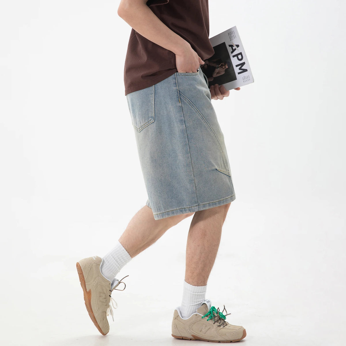 Kaelo Wide-Leg Distressed Denim Shorts