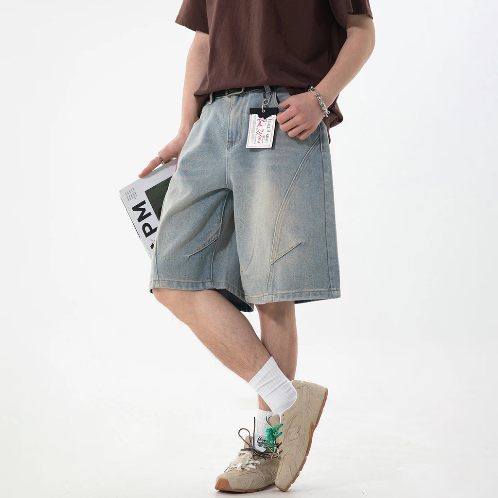 Kaelo Wide-Leg Distressed Denim Shorts