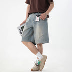 Kaelo Wide-Leg Distressed Denim Shorts