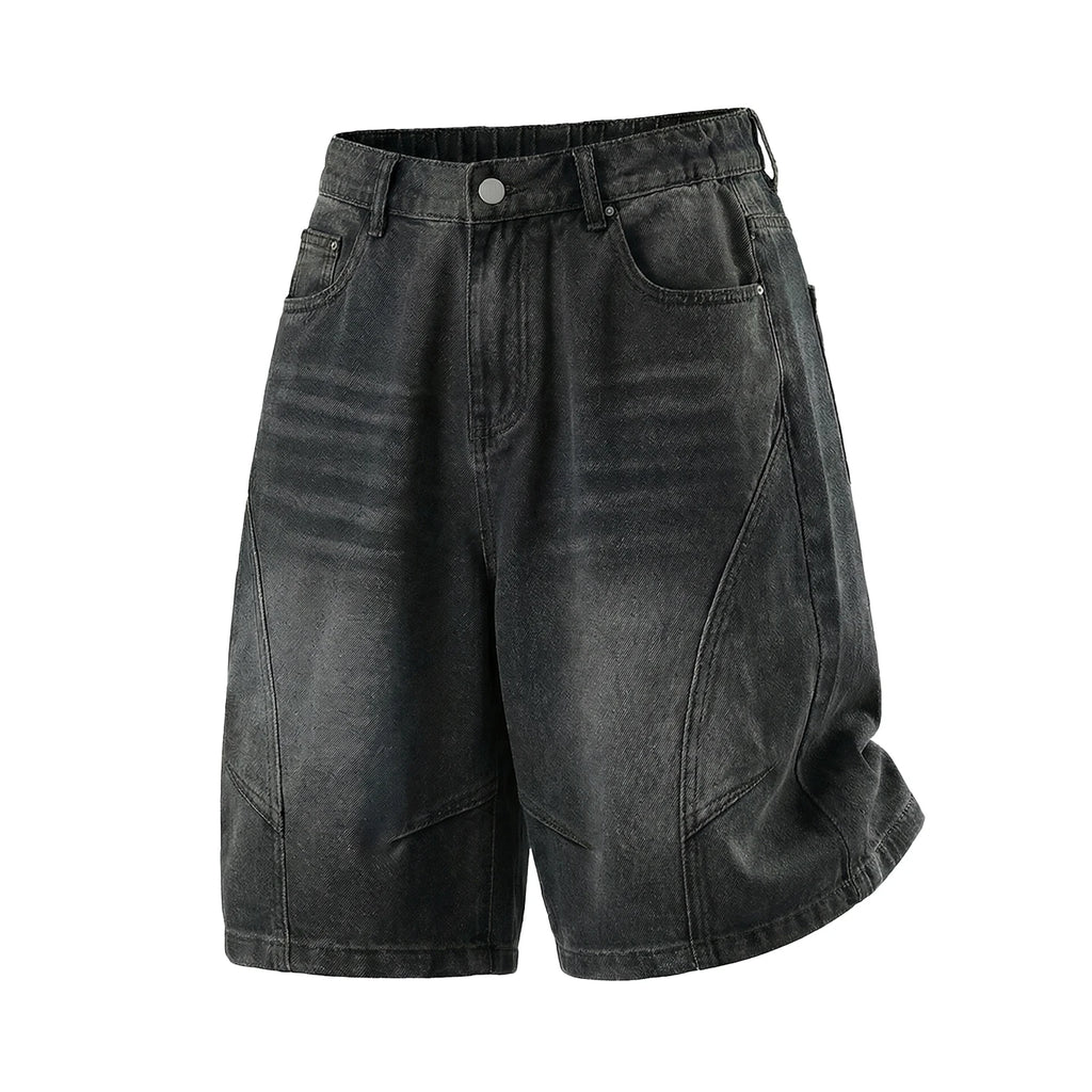 Kaelo Wide-Leg Distressed Denim Shorts