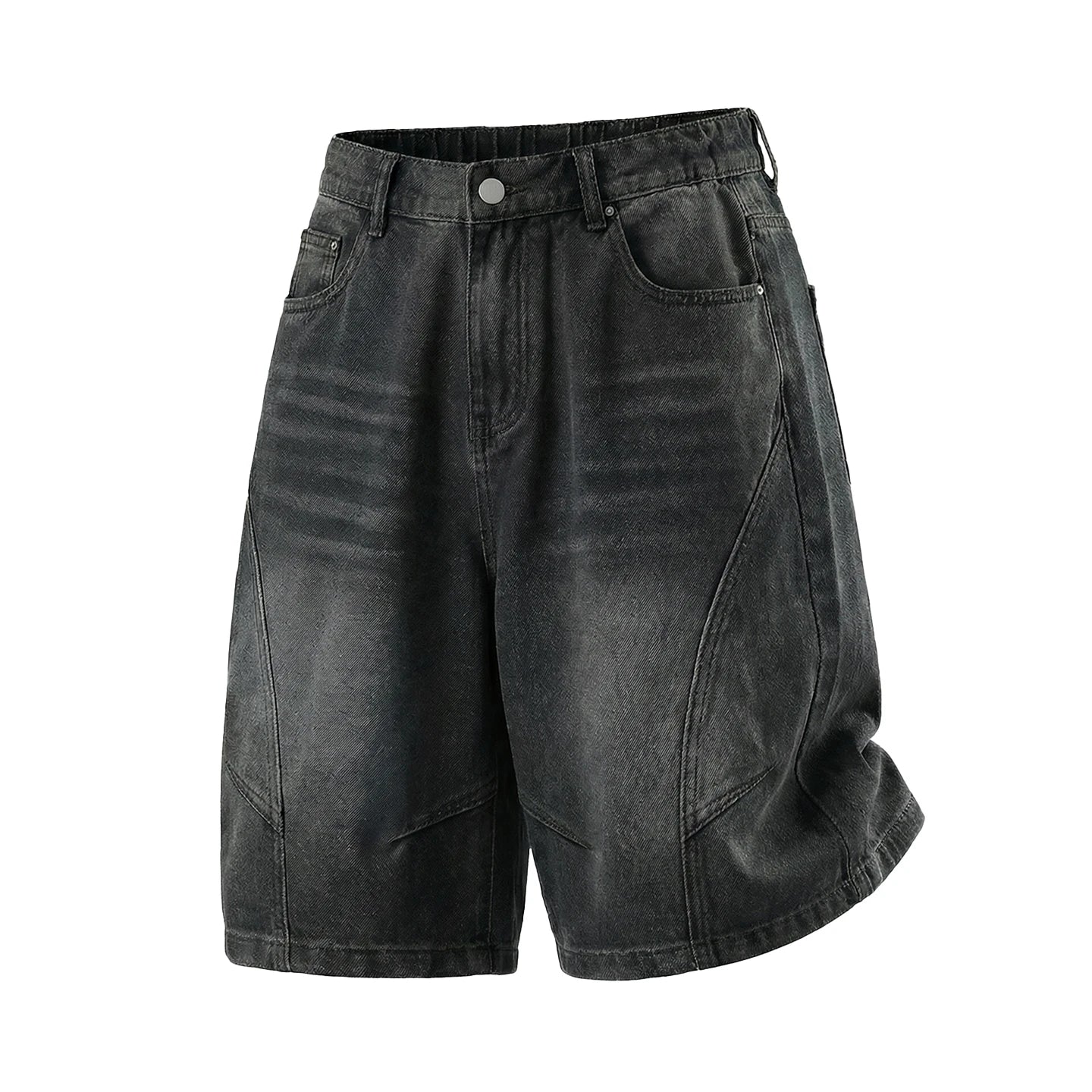 Kaelo Wide-Leg Distressed Denim Shorts